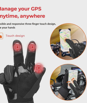 KEMiMOTO Winter Motorhandschoenen Zwart - Waterdicht, Winddicht & Touchscreen