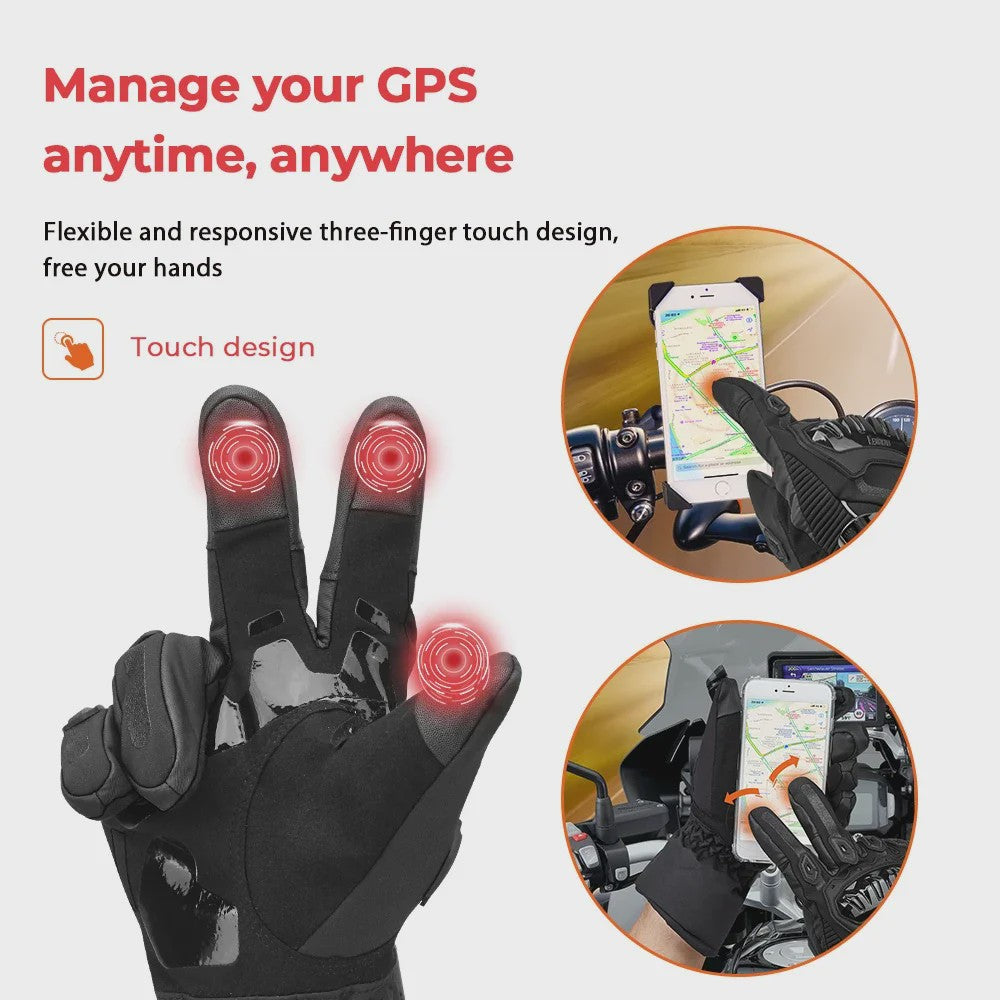KEMiMOTO Winter Motorhandschoenen Zwart - Waterdicht, Winddicht & Touchscreen