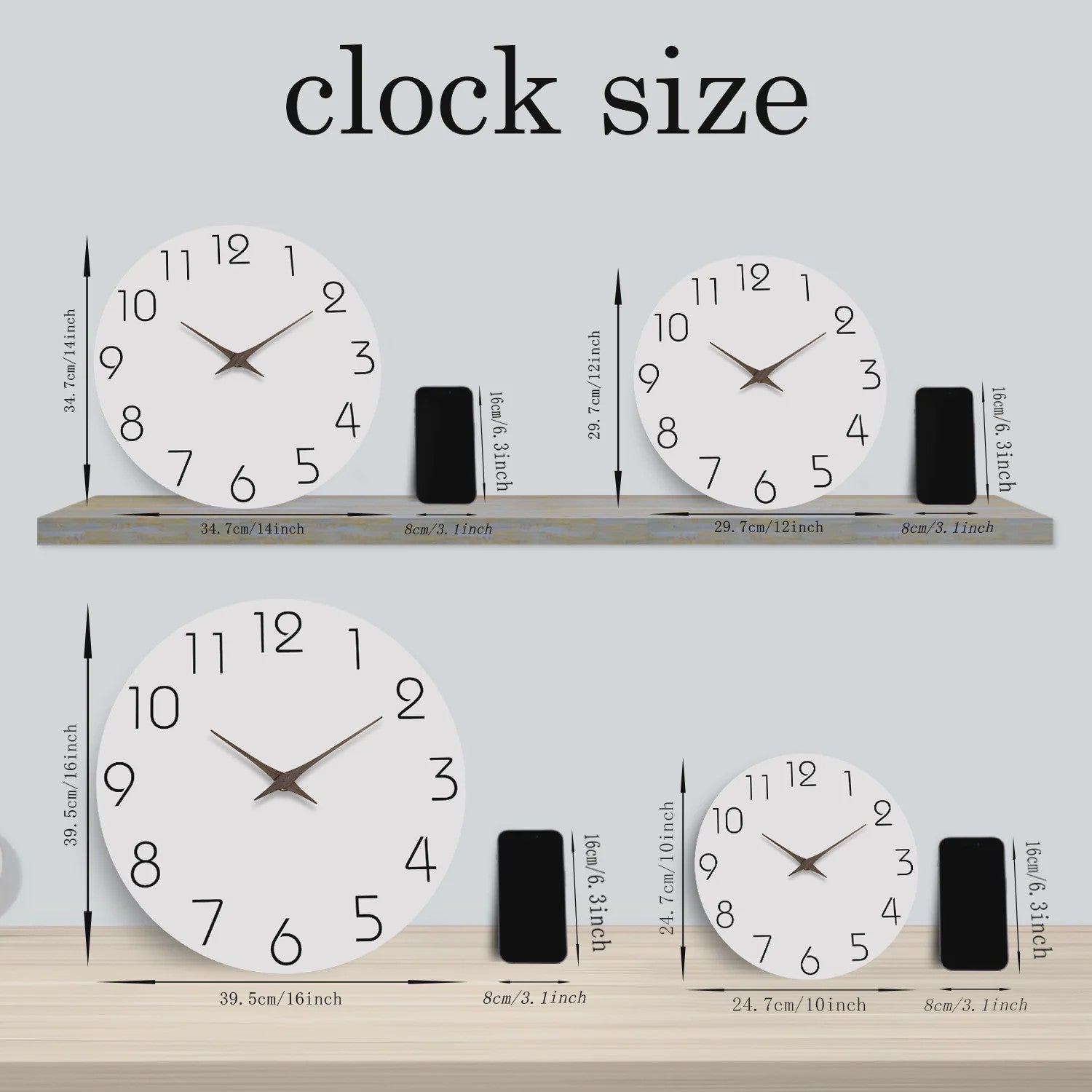 Moderne Witte Houten Wandklok - Stille Quartz, Decoratief voor Woonkamer, Slaapkamer, Keuken - Diverse Maten