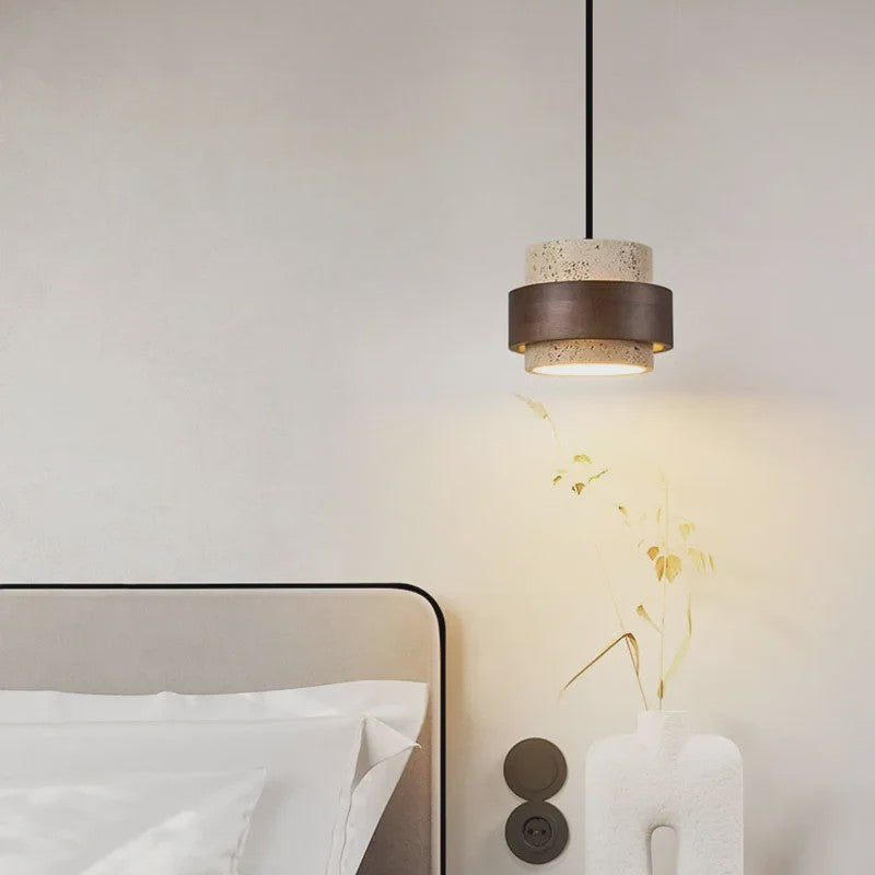 Moderne LED Hanglamp Hout & Natuursteen - Verstelbaar - Sfeervol voor Eetkamer & Slaapkamer