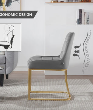 Set van 2 Luxe Velours Eetkamerstoelen met Gouden Metalen Frame - Comfortabel & Stijlvol