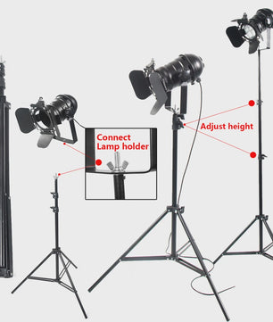 Industriële Tripod Vloerlamp - Retro Studio Verlichting Zwart