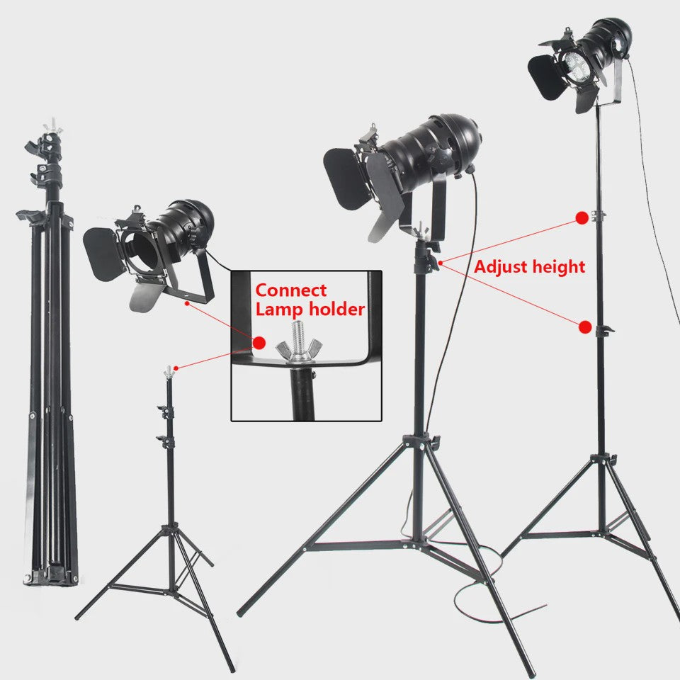 Industriële Tripod Vloerlamp - Retro Studio Verlichting Zwart