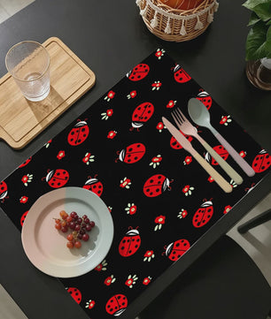 Vrolijke Placemats met Lieveheersbeestjes - Zwart, 30x40cm