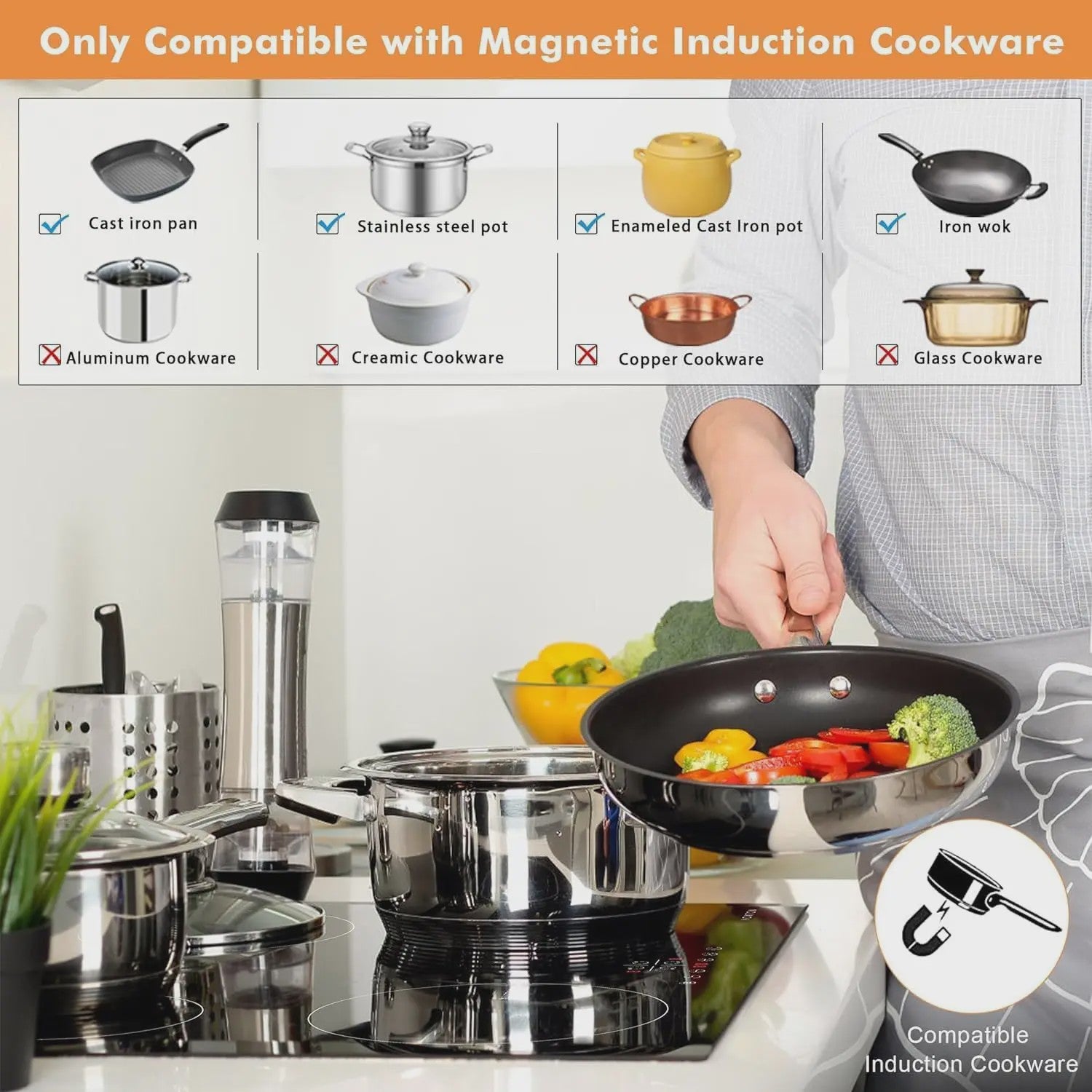 NOXTON 60cm Inbouw Inductie Kookplaat - 4 Zones, Touch Control, Veiligheidsslot & Timer - Zwart