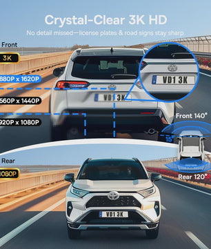 Baseus VD1 Dashcam: 3K Ultra HD, Dubbele Camera, GPS, Nachtzicht & App Bediening