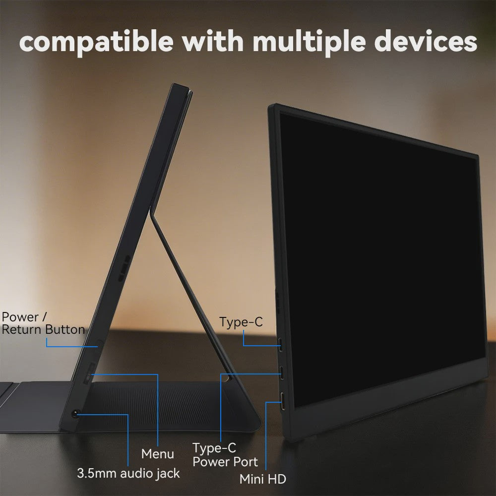 SOYO SY15FN60 15.6-inch Draagbare Monitor - 60Hz Full HD, Ideaal voor Laptop, Console & Mobiel