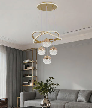 Moderne LED Plafondlamp Goud - Drie Kleuren Licht - Verstelbare Hanglamp voor Woonkamer & Eetkamer
