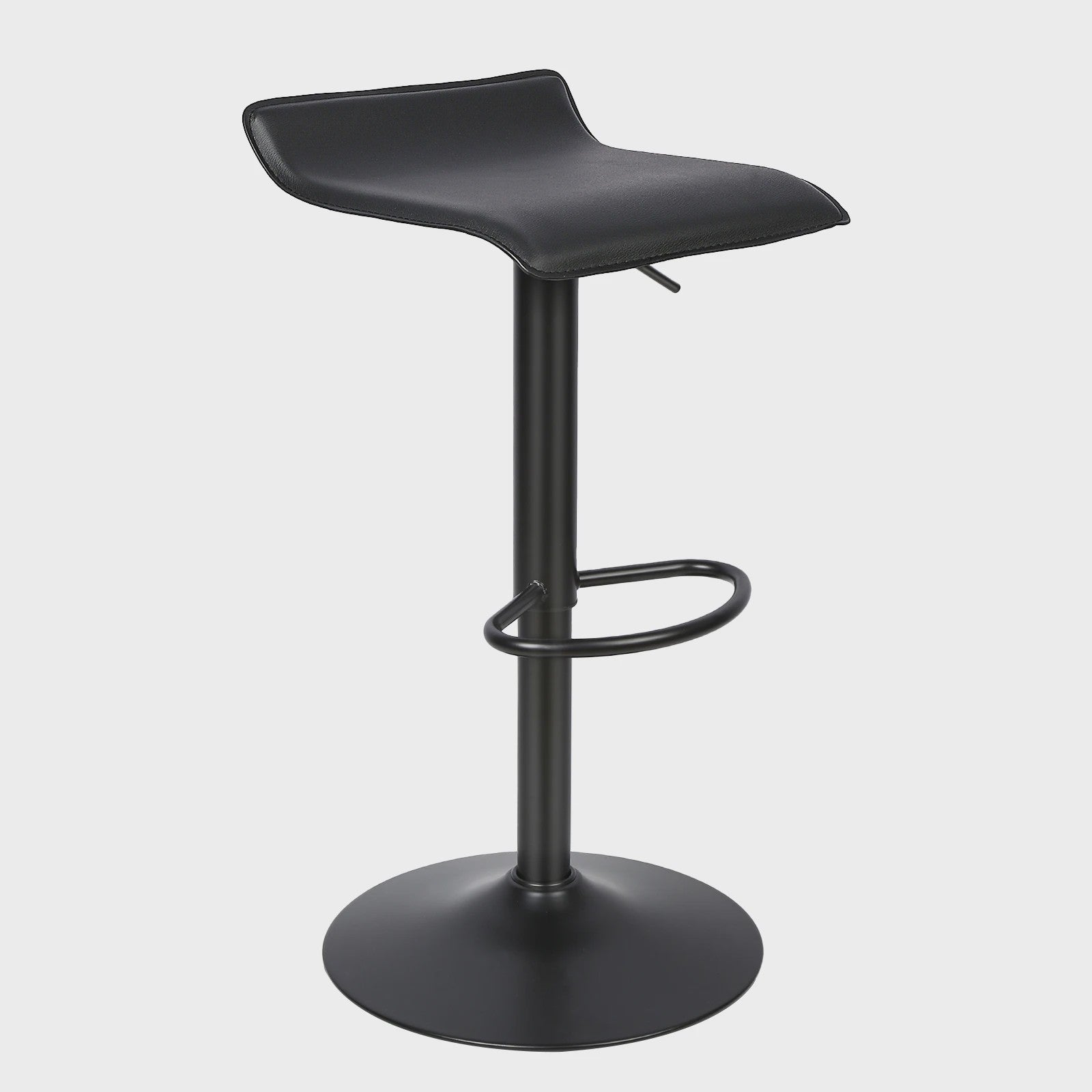 Set van 2 Zwarte Barstoelen met Leerlook, 360° Draaibaar en In Hoogte Verstelbaar