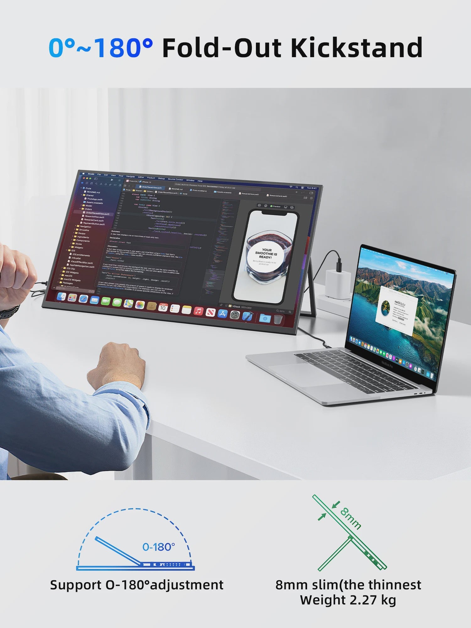 Amoudo 23.8" Full HD IPS Draagbare Monitor met VESA & Standaard