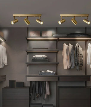 Moderne Gouden Plafondspot met 3 Draaibare Spots - Stijlvolle Woonkamer & Kledingkast Verlichting