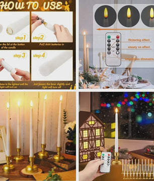 Set van 10 LED Kaarsen met Afstandsbediening - 28cm Vlamloze Kaarsen met Timer