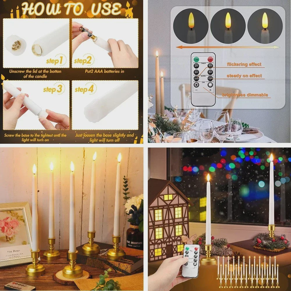 Set van 10 LED Kaarsen met Afstandsbediening - 28cm Vlamloze Kaarsen met Timer