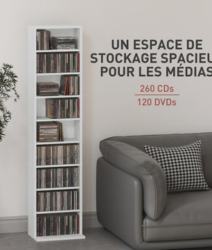 HOMCOM Multimediakast - 260 CD/DVD Opslag - 9 Vakken & 6 Planken