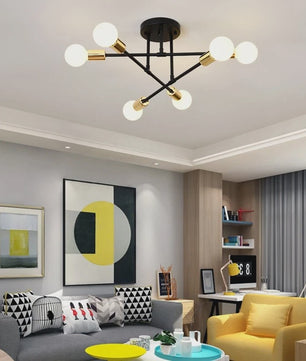 Nordic Stijl Plafondlamp Zwart/Goud - Minimalistische Hanglamp voor Slaapkamer & Woonkamer