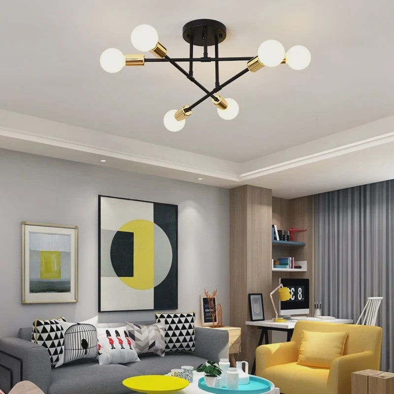 Nordic Stijl Plafondlamp Zwart/Goud - Minimalistische Hanglamp voor Slaapkamer & Woonkamer