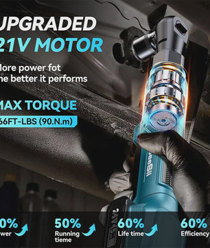 SEESII 21V Accu Ratel Sleutel 3/8" - 90 Nm Krachtige Elektrische Ratel voor Auto Reparatie