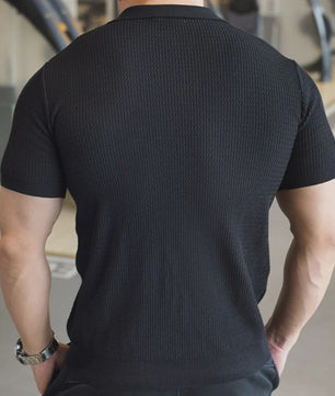 Herentrui Polo Zomer Ice Silk Gebreid Slim Fit Kort Rits