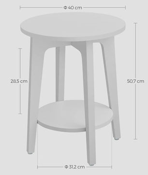 VASAGLE Ronde Bijzettafel met Opberglaag - Modern Design, 40x50 cm