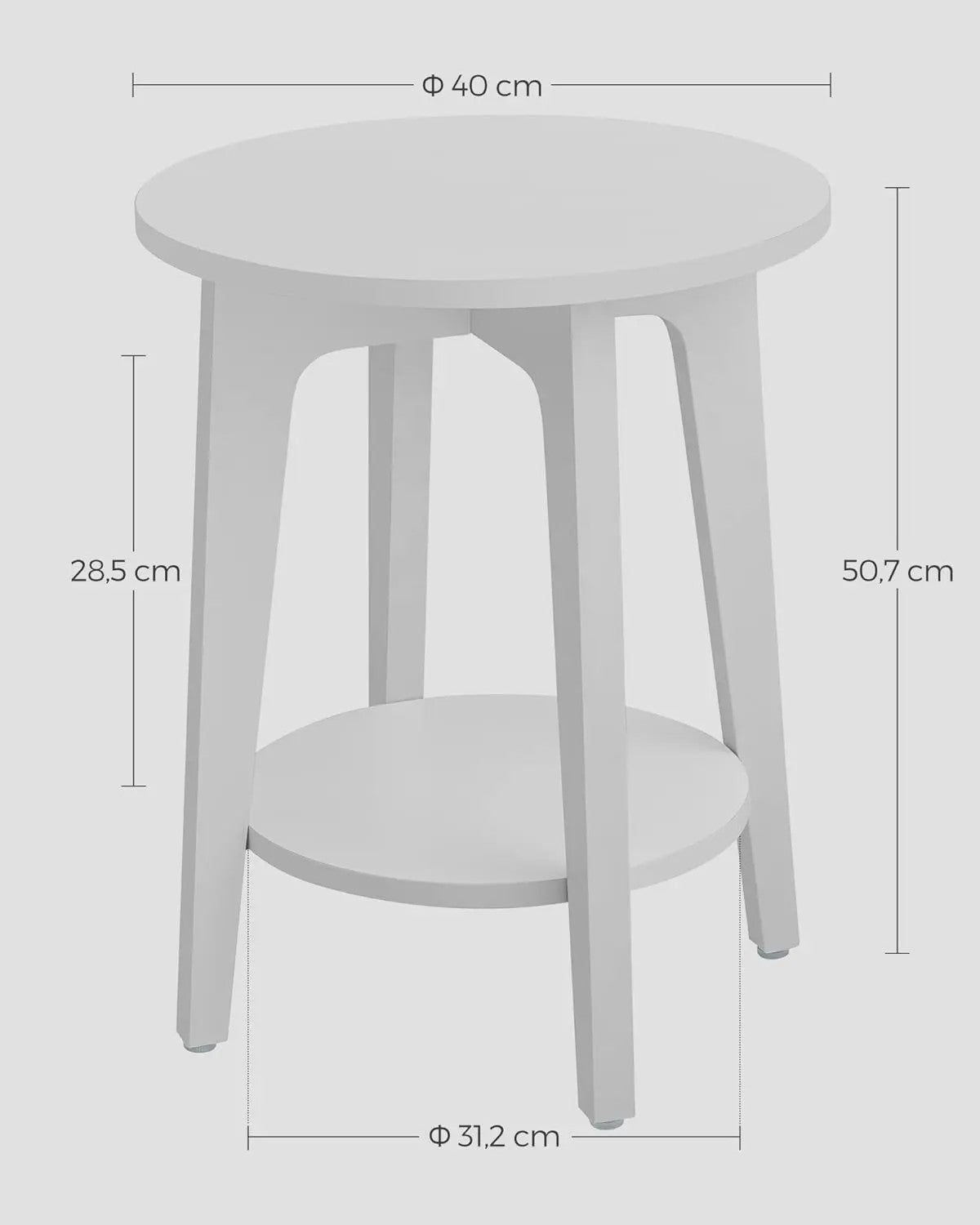 VASAGLE Ronde Bijzettafel met Opberglaag - Modern Design, 40x50 cm