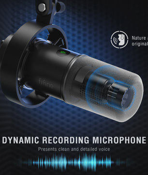 FIFINE K688 XLR & USB Dynamische Microfoon met Monitoring en Gain Control