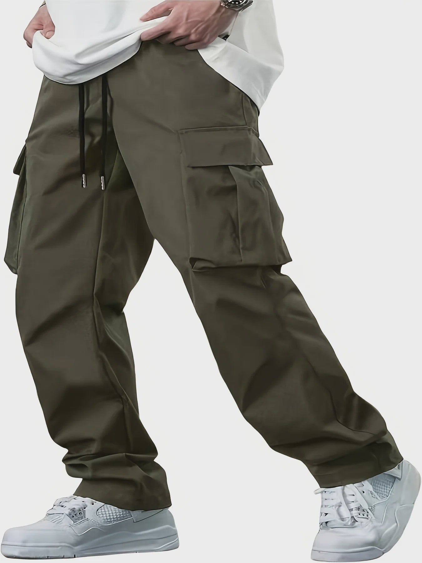 Herfst/Winter Heren Cargo Broek met Multi-Pocket en Tailleband