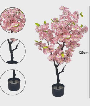 Realistische Kunst Cherry Blossom Boom - Roze Zijde Bloesems - 120cm of 150cm - Verstelbare Takken - Moderne Pot