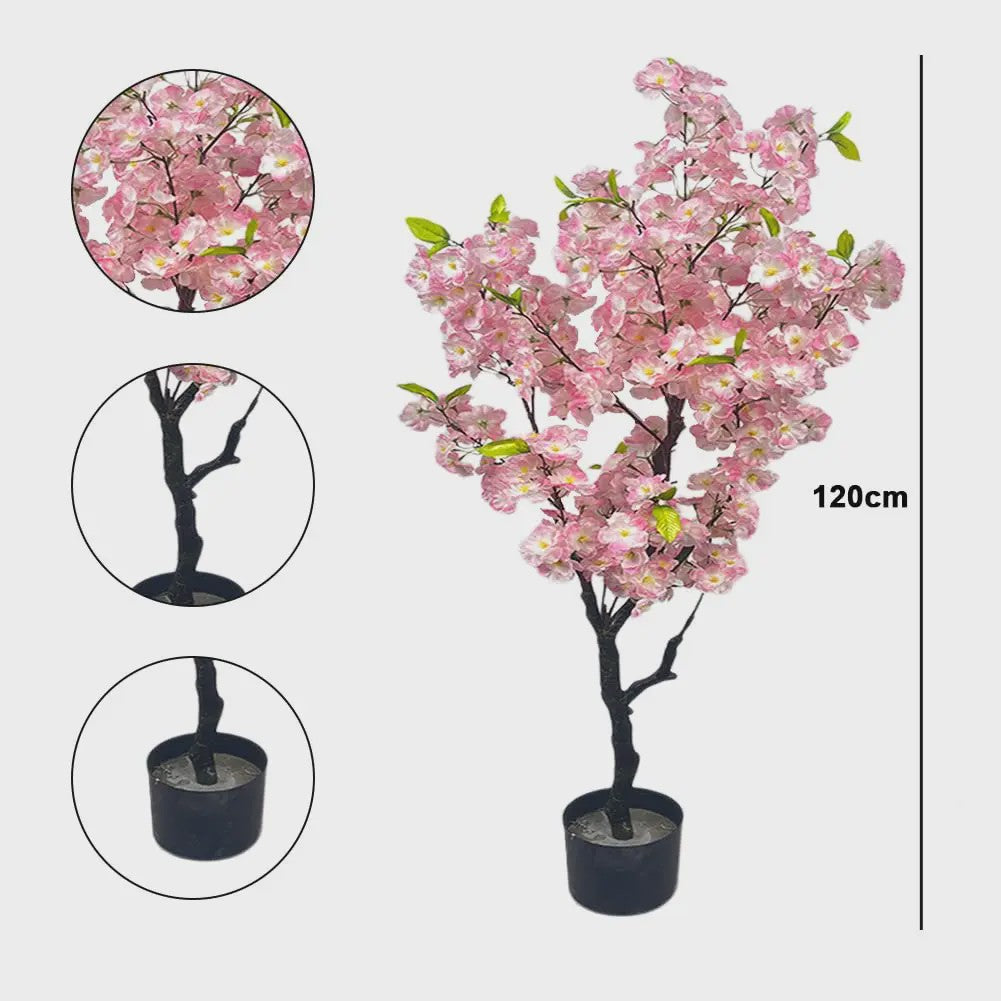 Realistische Kunst Cherry Blossom Boom - Roze Zijde Bloesems - 120cm of 150cm - Verstelbare Takken - Moderne Pot