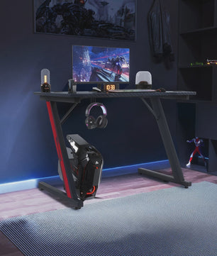 Gaming Bureau 80x52 cm met Carbon Fiber Look en Koptelefoonhaak