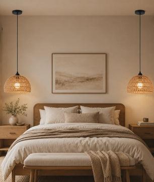 SediaXL Rotan Hanglamp Boho Stijl 30cm - Woven Paper Rope Plafondlamp