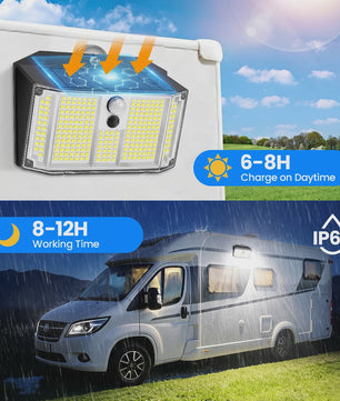 Magnetische Solar Wandlamp met Bewegingssensor - 268 LED, IP65 Waterdicht, 3 Modi