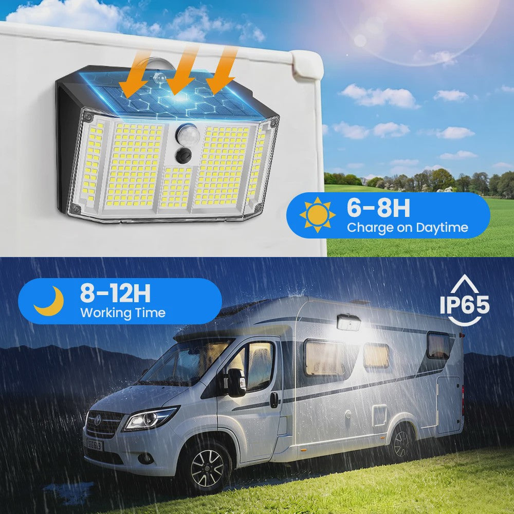 Magnetische Solar Wandlamp met Bewegingssensor - 268 LED, IP65 Waterdicht, 3 Modi
