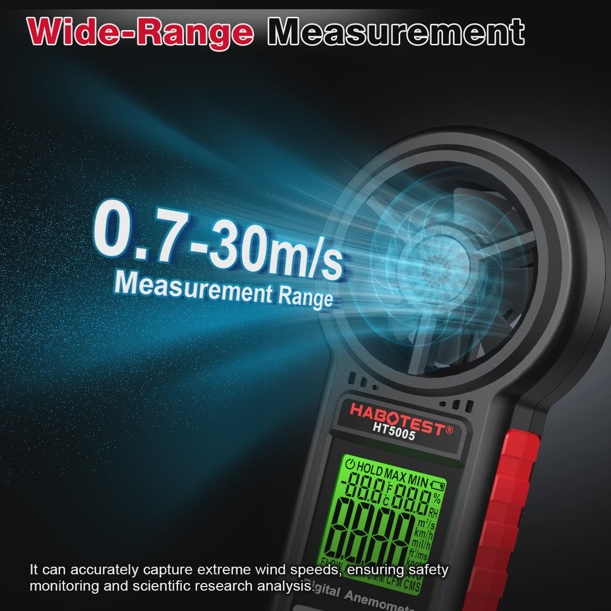 Digitale Anemometer HT5005 - Nauwkeurige Windmeter & Temperatuurmeter