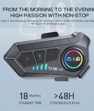 Motorhelm Intercom Systeem - Bluetooth 5.3 Headset voor 2 Motorrijders - 300M Bereik, Waterdicht & Muziek Delen