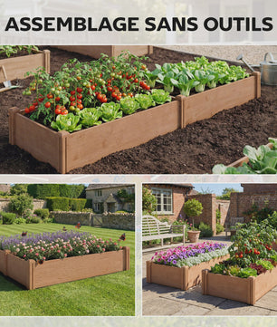 Outsunny Verhoogd Houten Bed voor Groenten & Kruiden - 234x25 cm - 4 Vakken