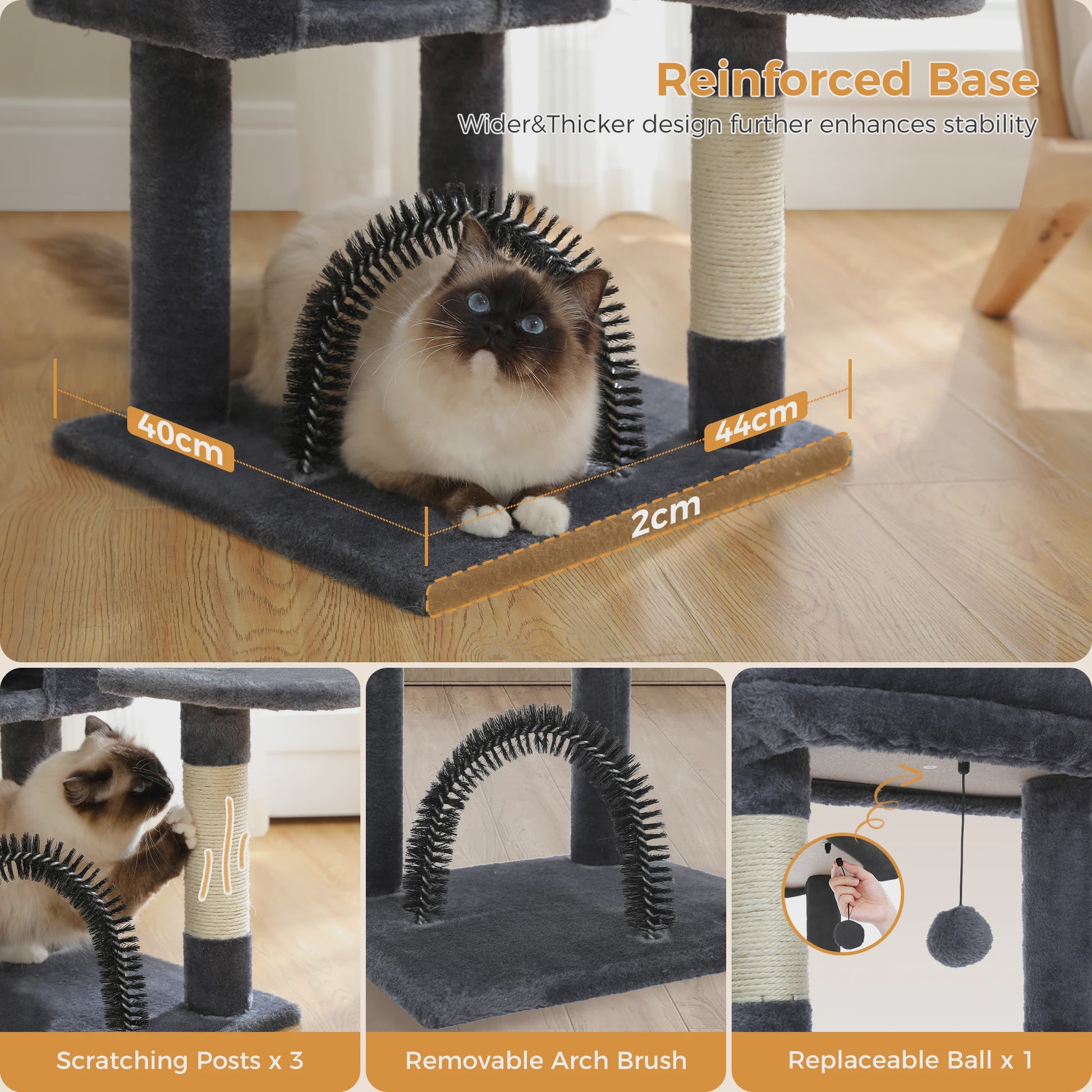 Kattenboom met Krabpalen, Hangmat en Speeltjes - 4 Niveaus