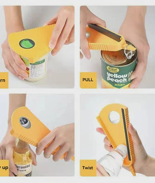 Multifunctionele Blikopener, Flesopener en Potopener - 5-in-1 Keukenhulp