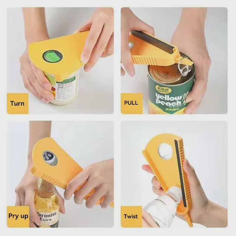 Multifunctionele Blikopener, Flesopener en Potopener - 5-in-1 Keukenhulp