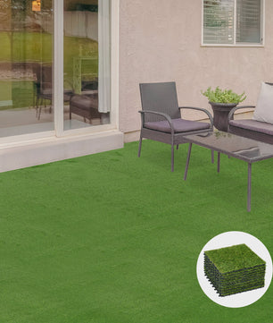10x Kunstgras Tegels 30x30 cm - 25 mm Grashoogte - Groen