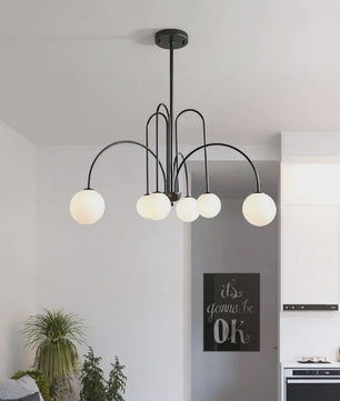 Nordic Minimalistische Plafondlamp Chandelier - Goud, Zwart, Rood - Sfeervolle Verlichting voor Woonkamer, Restaurant, Café
