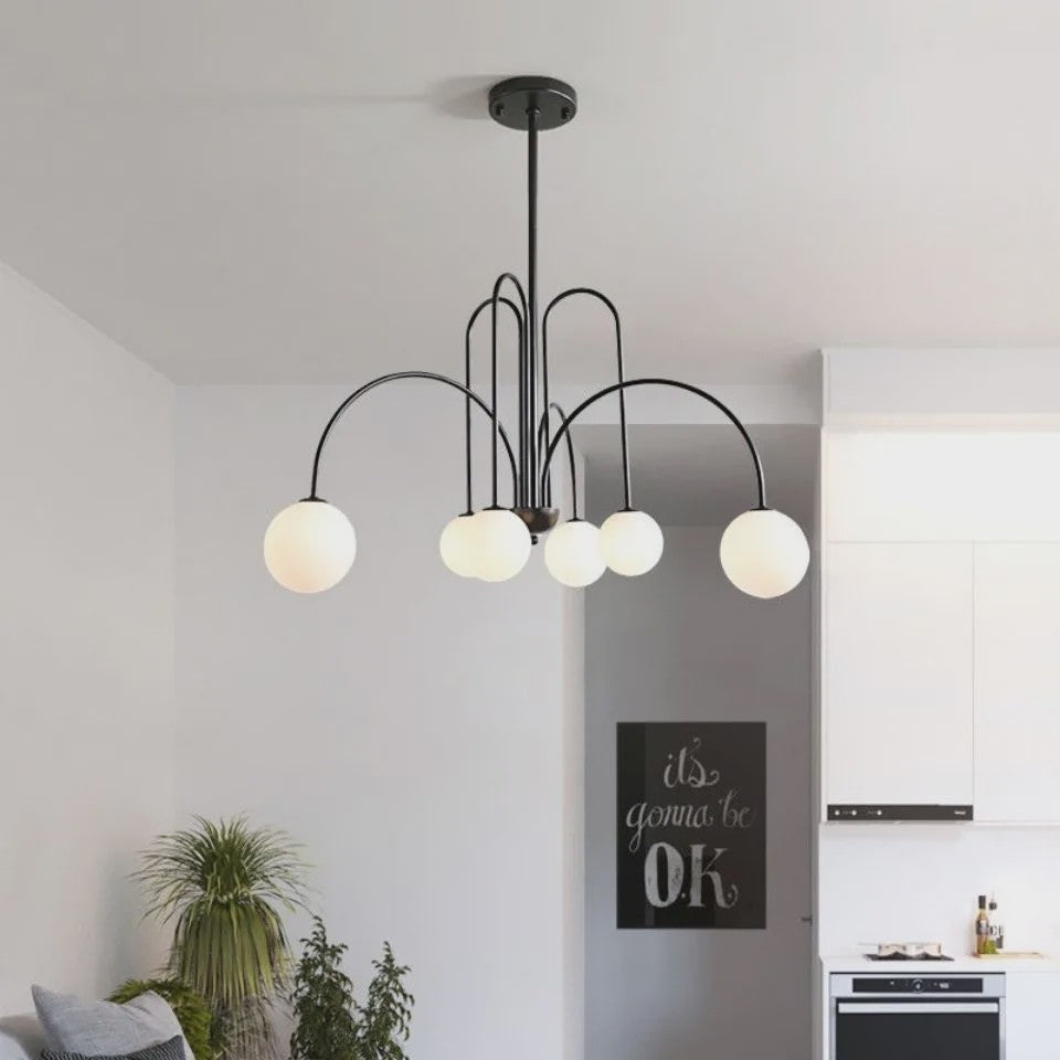 Nordic Minimalistische Plafondlamp Chandelier - Goud, Zwart, Rood - Sfeervolle Verlichting voor Woonkamer, Restaurant, Café
