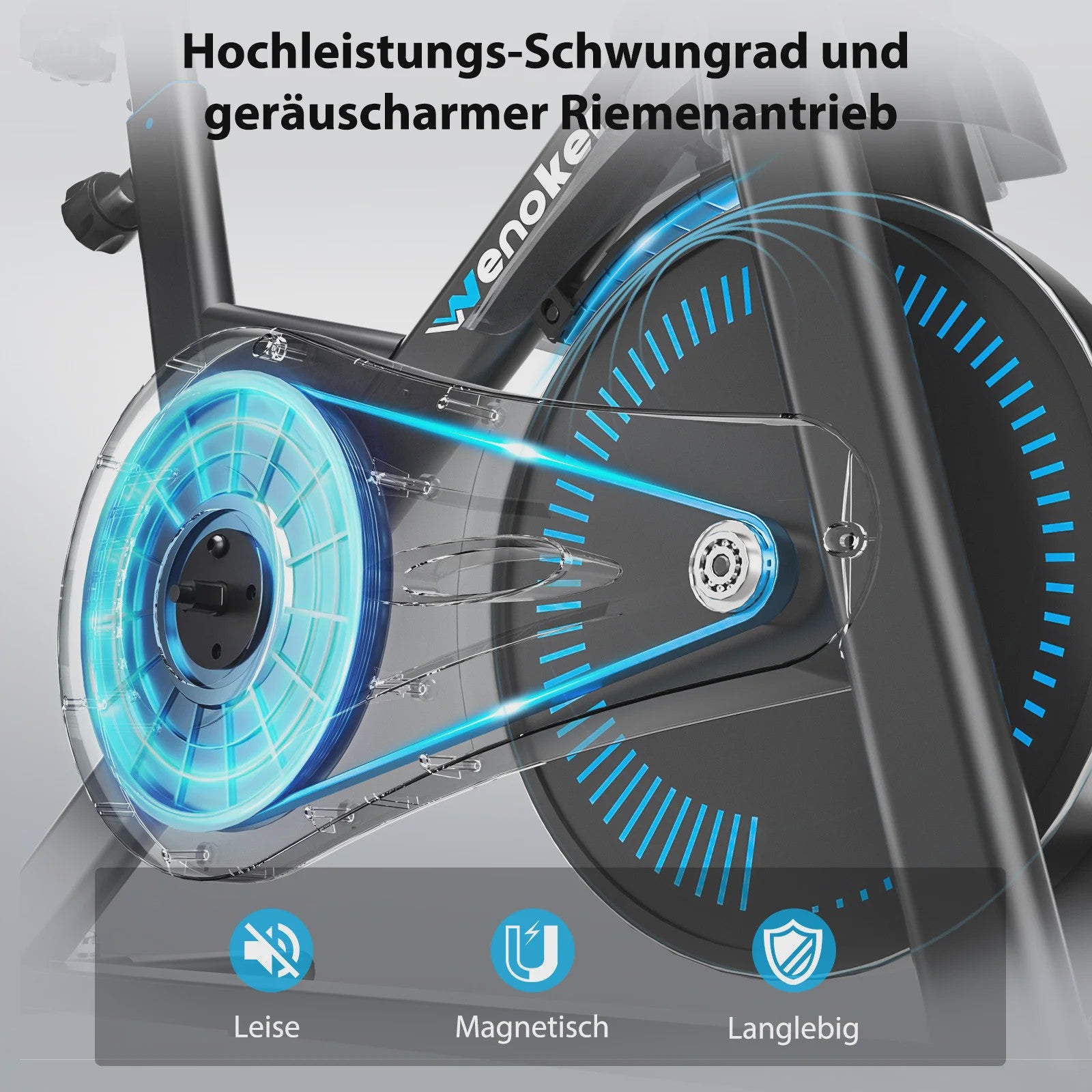 Wenoker Hometrainer Fiets met App & LCD Display - Stil, Magnetische Weerstand, Tablet Houder, Comfortabel Zadel - Max 160kg