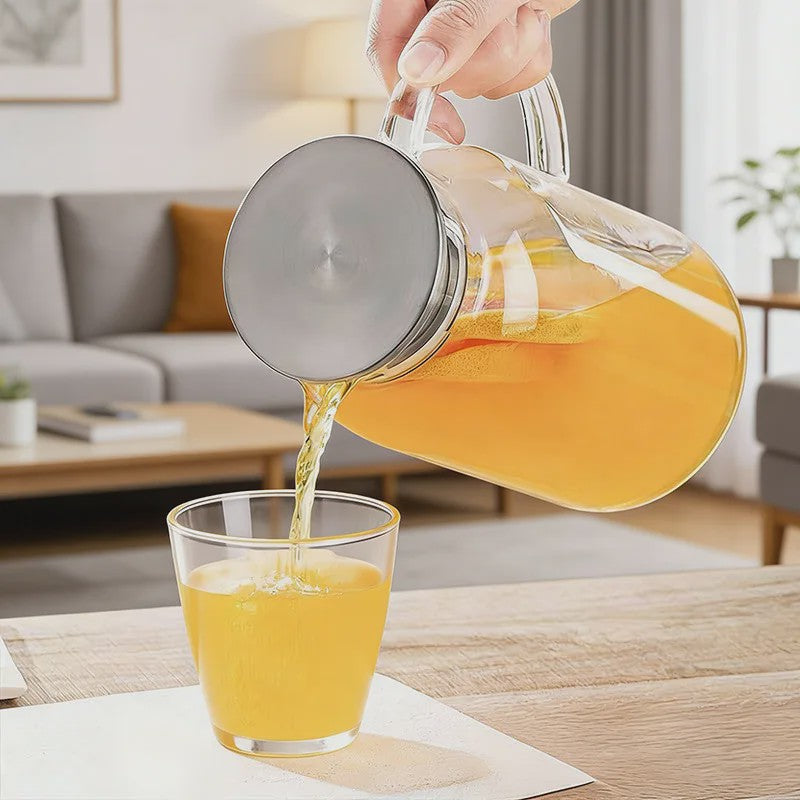 Glazen Waterkan 2.5L met Deksel - Hittebestendig Borosilicaatglas