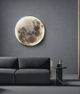 Moderne Maan LED Wanddecoratie - Verlicht Schilderij voor Hal & Woonkamer