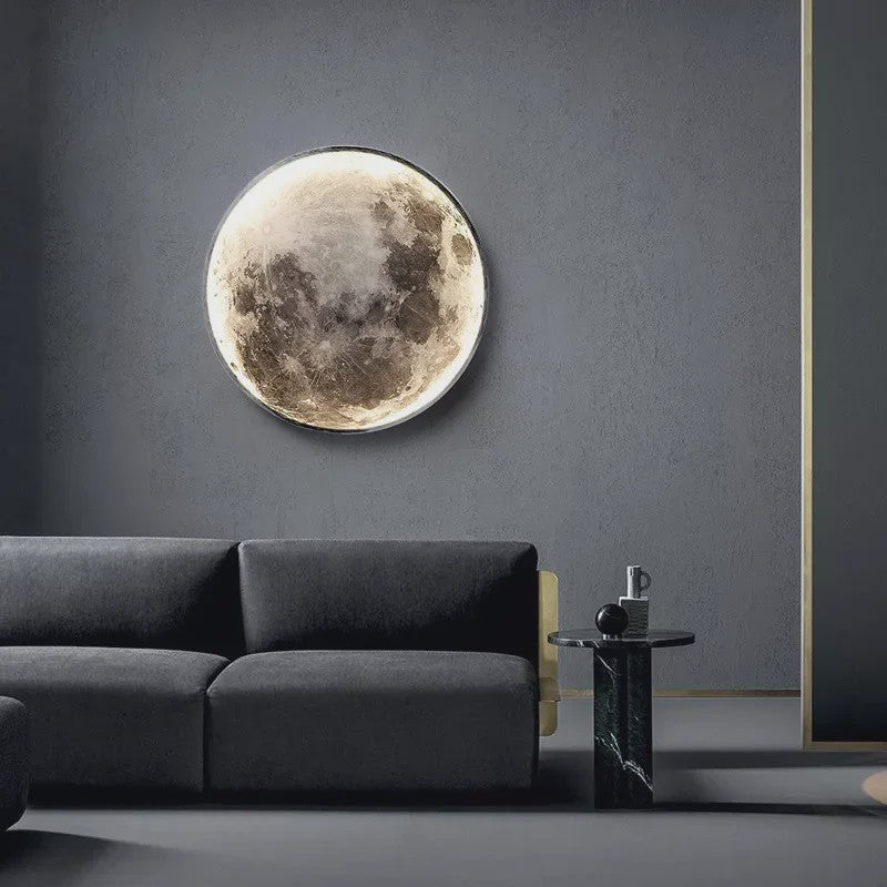 Moderne Maan LED Wanddecoratie - Verlicht Schilderij voor Hal & Woonkamer
