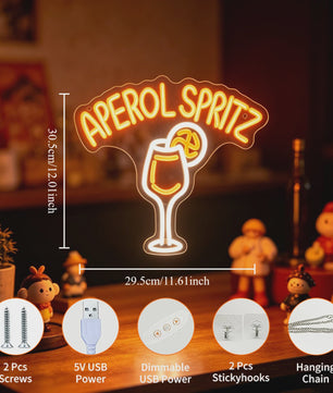 Aperol Spritz Neon LED Lichtbord - Cocktail Glas Decoratie