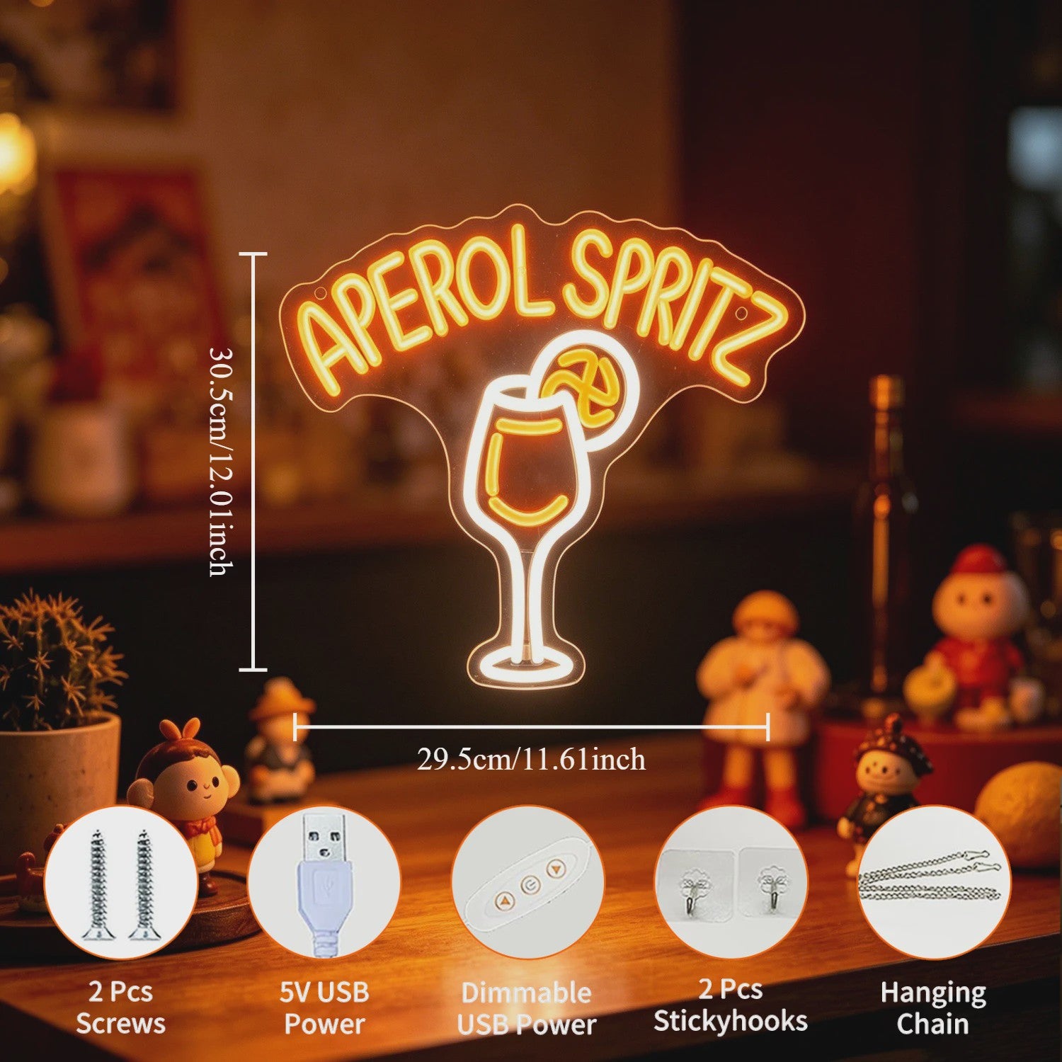 Aperol Spritz Neon LED Lichtbord - Cocktail Glas Decoratie