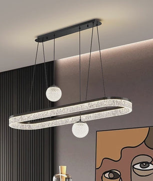 Moderne LED Plafondlamp Hanglamp Ovaal met Kristaldecoratie - Sfeervol Licht voor Woon- en Eetkamer