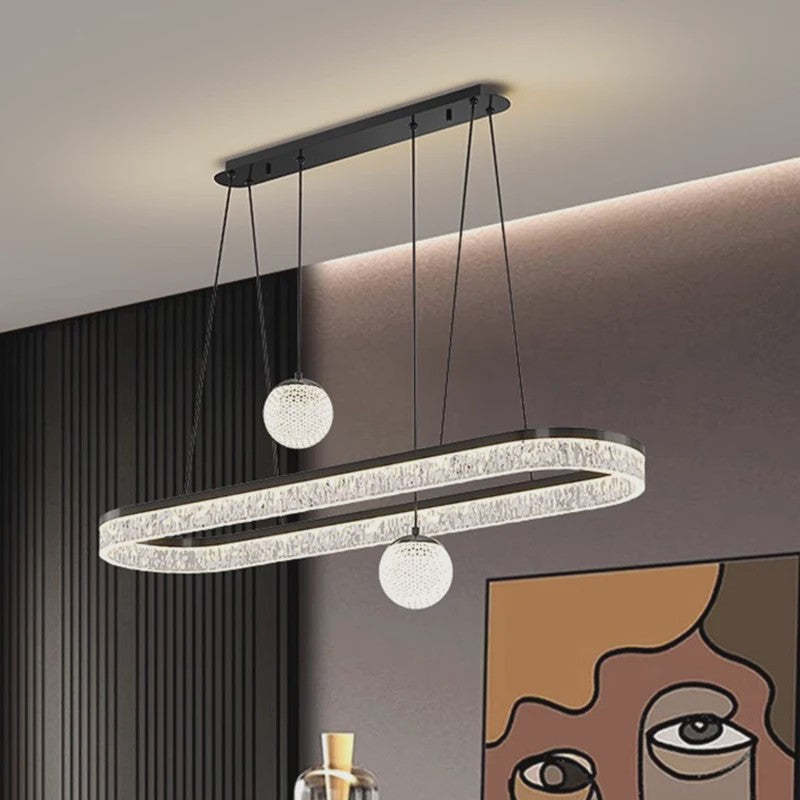 Moderne LED Plafondlamp Hanglamp Ovaal met Kristaldecoratie - Sfeervol Licht voor Woon- en Eetkamer