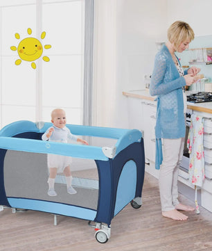 4-in-1 Baby Reisbedje: Wiege, Commode, Speelbox & Muziek - Inklapbaar & Draagbaar